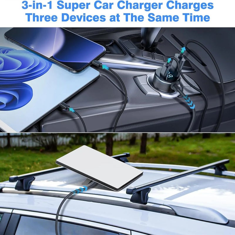 Bluejw كابل طاقة ستارلينك ميني: شاحن سيارة USB-C PD 3 في 1 - محول DC نحاسي نقي مقاوم للماء (3م/5م) لشحن السيارات - Image 3